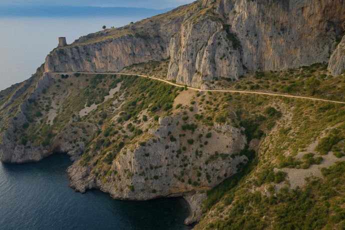 trada costiera tra le rocce nel Cilento, location di James Bond in Campania.