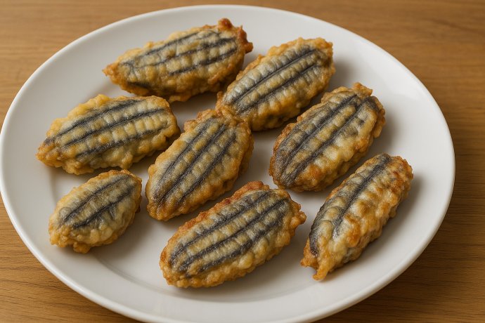 Alici 'mbottunate fritte servite su piatto bianco, tipico piatto della cucina campana
