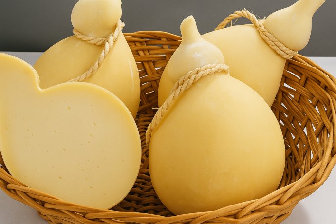 Formaggio Caciocavallo Podolico del Cilento su tagliere di legno